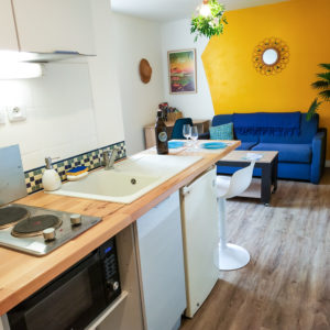 La cuisine et salon - Studio Pied à Terre Sainte - Location courte durée à St Pierre, la Réunion