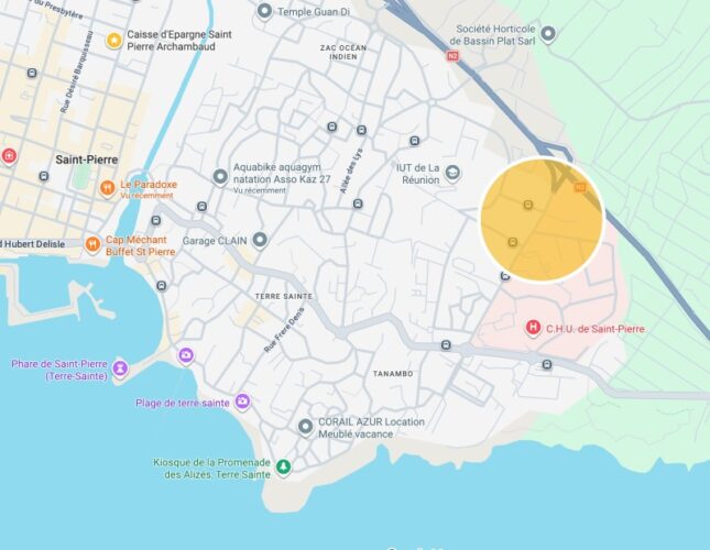 Localisation de la location à Terre-Sainte, Saint-Pierre la Réunion