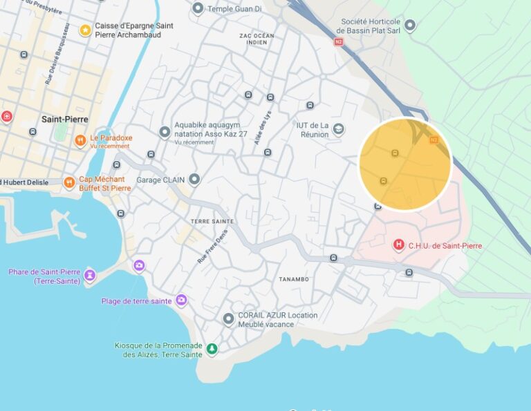 Localisation de la location à Terre-Sainte, Saint-Pierre la Réunion
